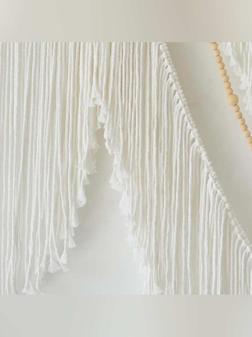 NEW Anthropologie XL Beige Woven Boho Beaded Tapestry Macrame Wall Hanging 57x40 - Picture 8 of 11